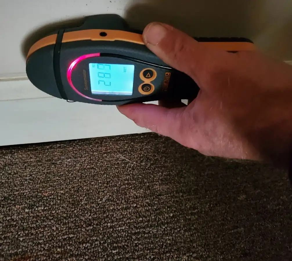 Moisture detection at baseboard during Sewage Cleanup & Sanitation in Winchendon